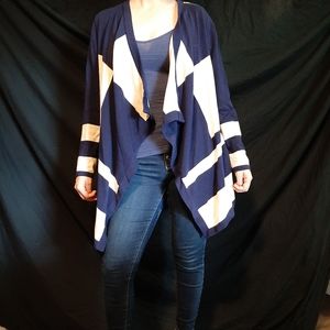 Navy and white cardigan